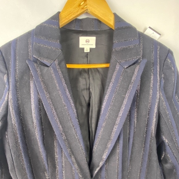AG Adriano Goldschmied women's Sz S Keats tailored blazer gunmetal/ silver Goth - Picture 3 of 12